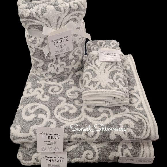Common thread Bath 6pc Common Thread Bath Hand Tip Towel Set Gray